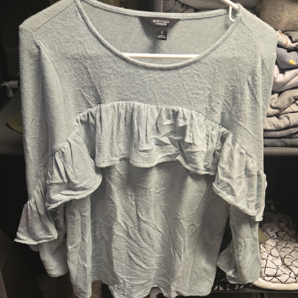 Simply Vera Vera Wang Light Blue Ruffle Blouse